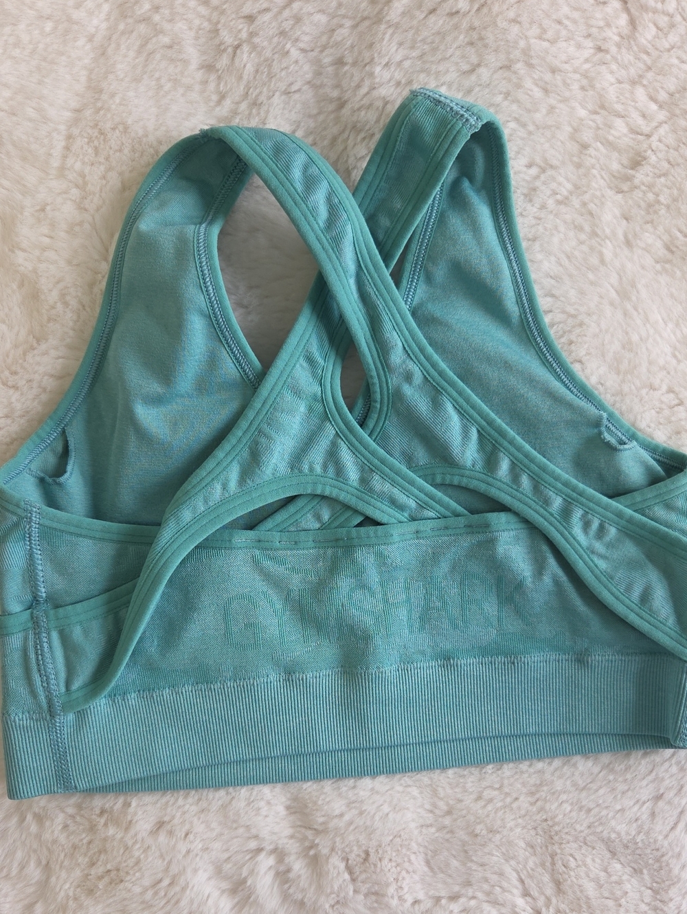 Gymshark Teal Seamless Crossback Sports Bra - Picture 2 of 3